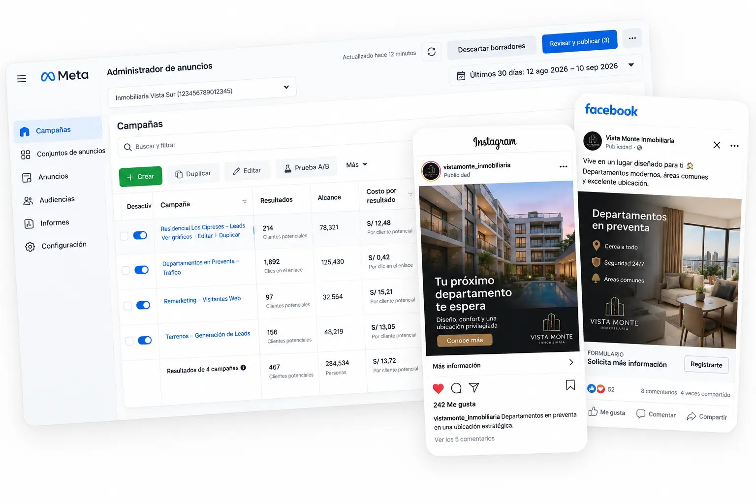 Campaña de Meta Ads en Facebook e Instagram para generar oportunidades